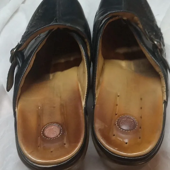 Structured  by clarks black leather embroidered clogs size 9.5 Y2k - Picture 5 of 7